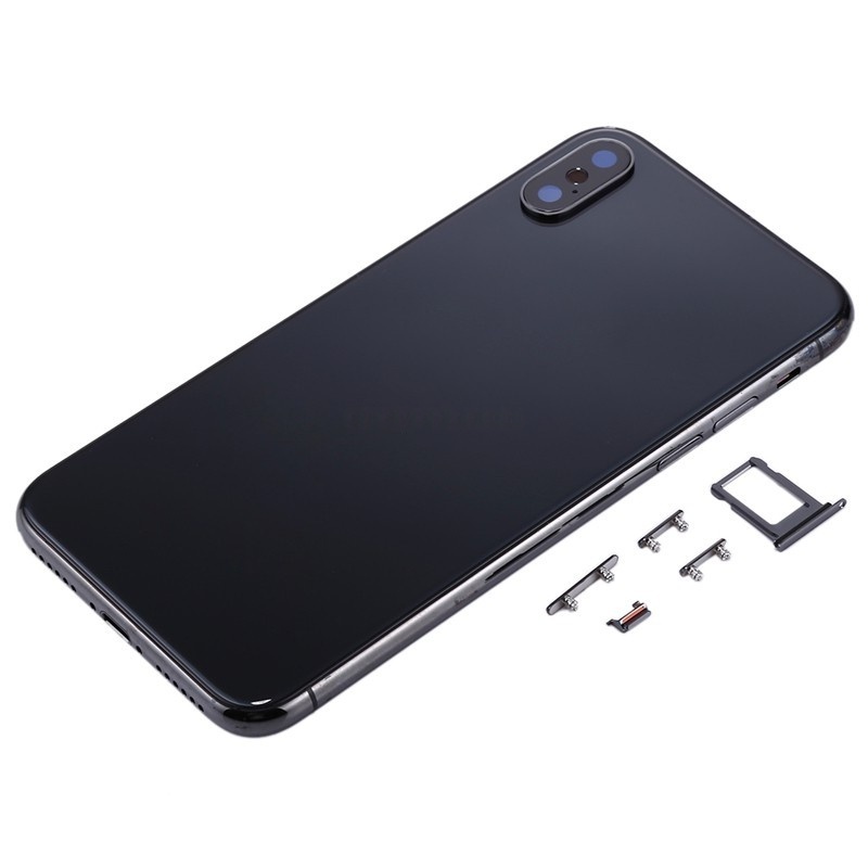 Back Cover with SIM Card Tray & Side keys for iPhone X HQ (Black)