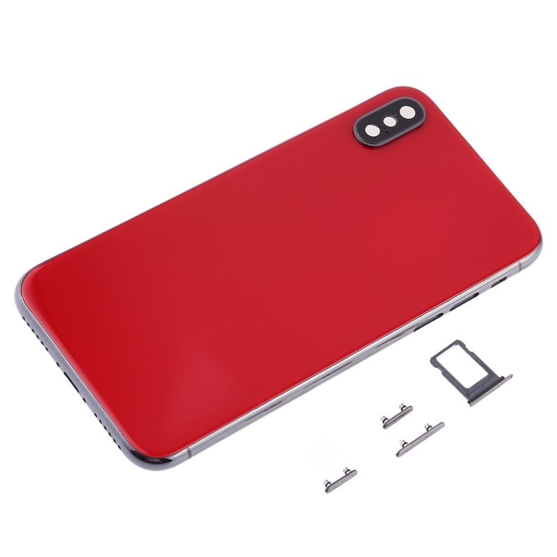 Back Cover with SIM Card Tray & Side keys for iPhone X HQ (Red)