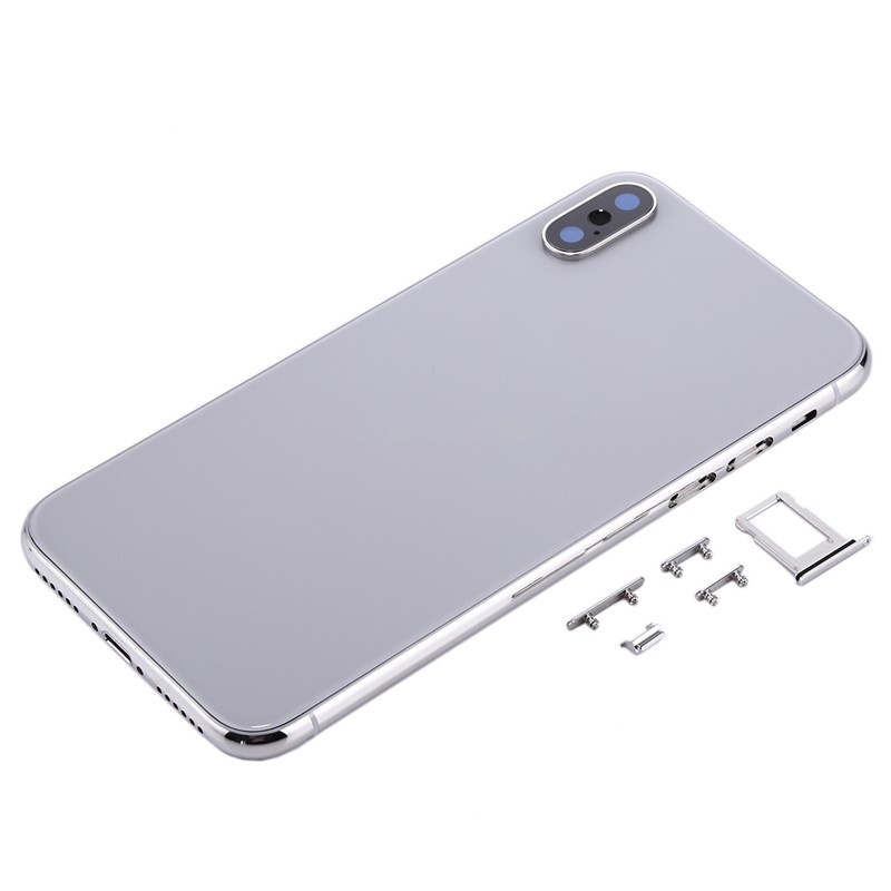 Back Cover with SIM Card Tray & Side keys for iPhone X HQ (Silver)