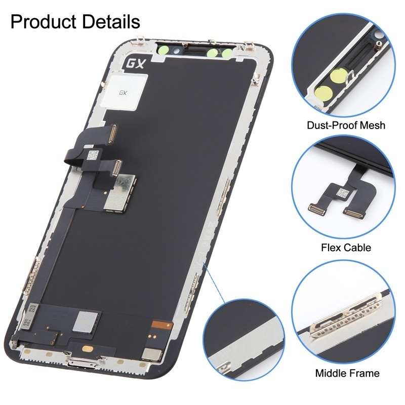 Screen Replacement for iPhone X GX Hard OLED Black HQ