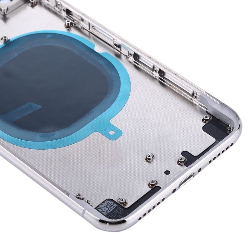 Back Cover with SIM Card Tray & Side keys for iPhone X HQ (Silver)