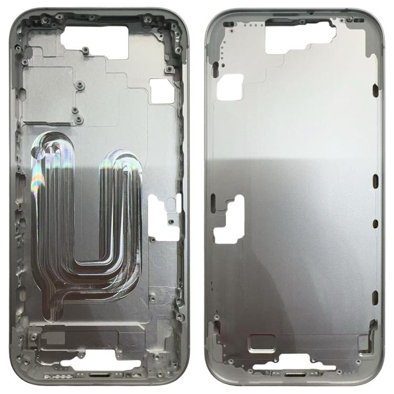 Middle Frame with Side Buttons + SIM Card Tray for iPhone 17 European Version Silver OEM