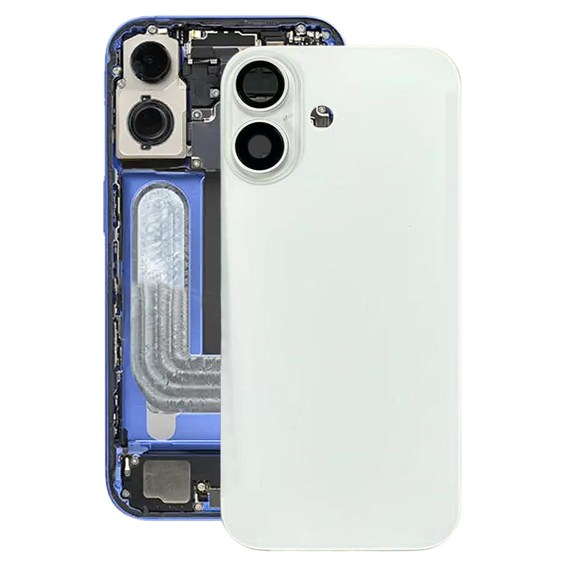 Battery Door + Back Camera Lens and Bezel with Magnetism Ring+Metal Plate for iPhone 17 White HQ