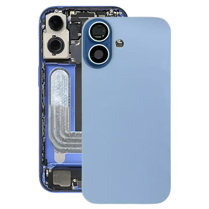Battery Door + Back Camera Lens and Bezel with Magnetism Ring+Metal Plate for iPhone 17  Blue HQ