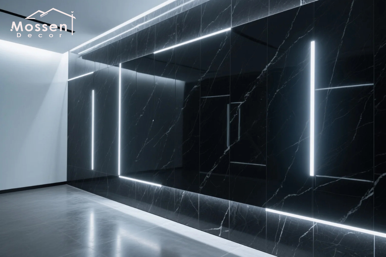 1.22x2.44m/2.8m Black Marble UV Marble Sheet