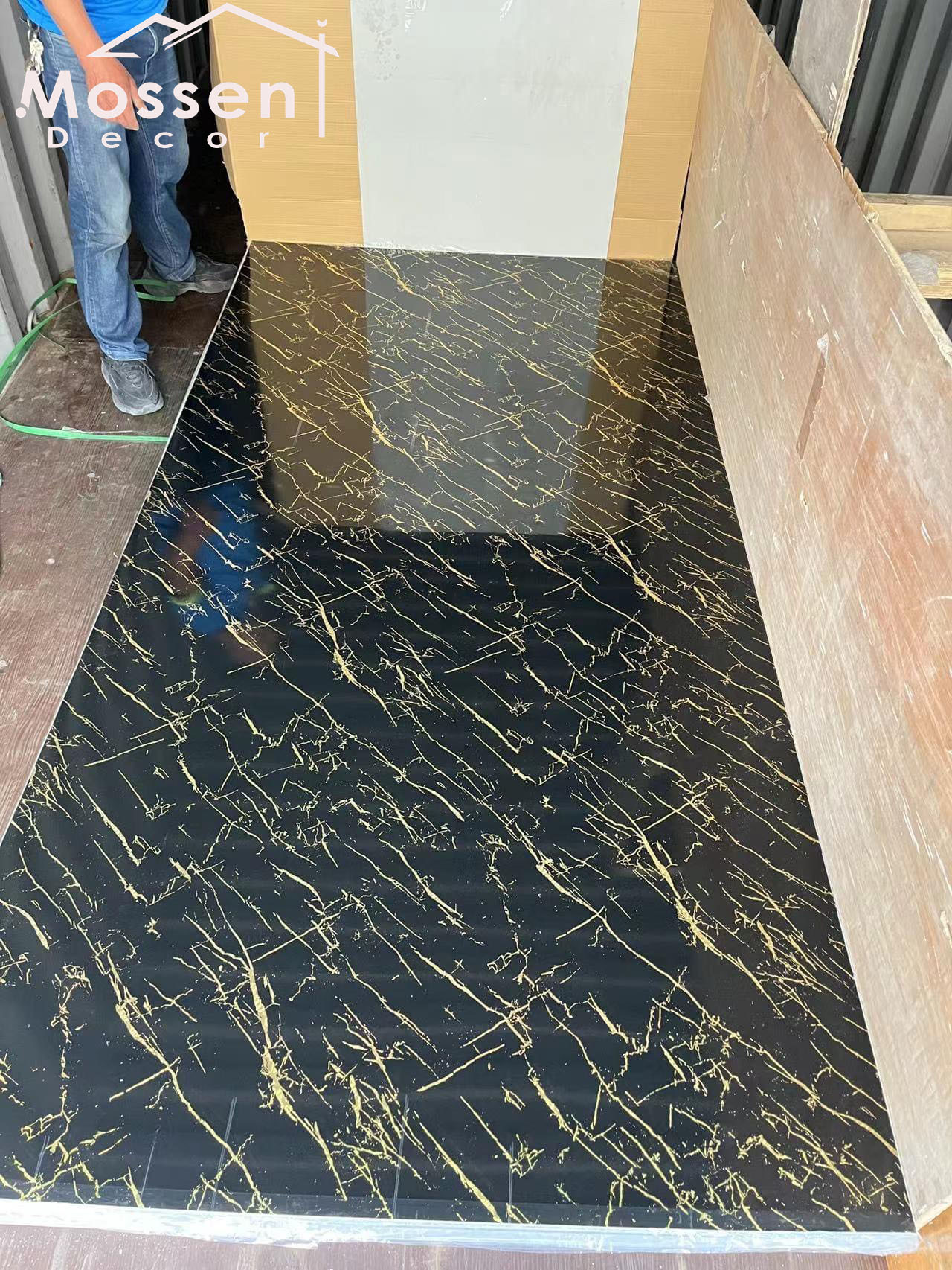 1.22x2.44m/2.8m Black Marble UV Marble Sheet
