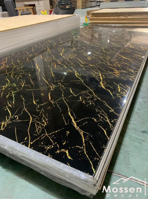 1.22x2.44m/2.8m Black Marble UV Marble Sheet