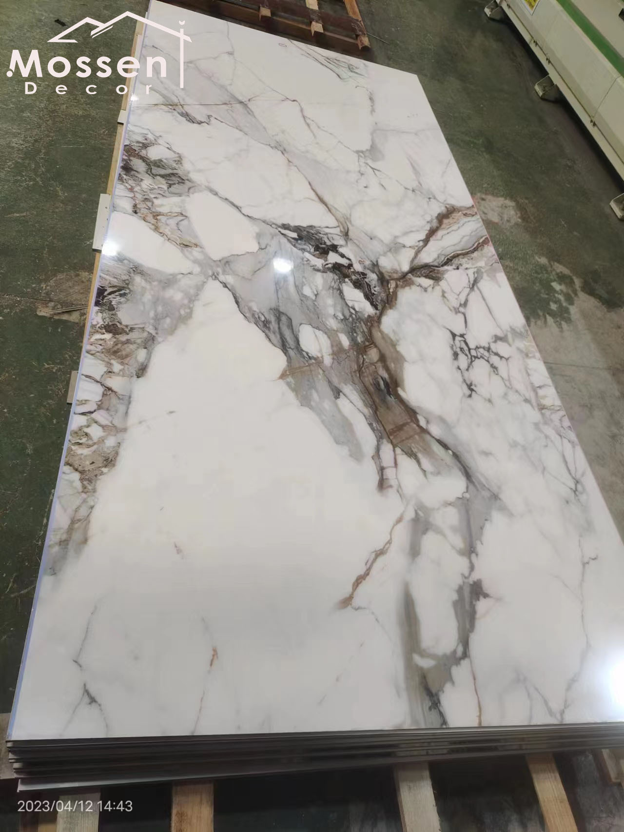 1220X2600MM Bamboo Charcoal Board - High Gloss PET Marble Design