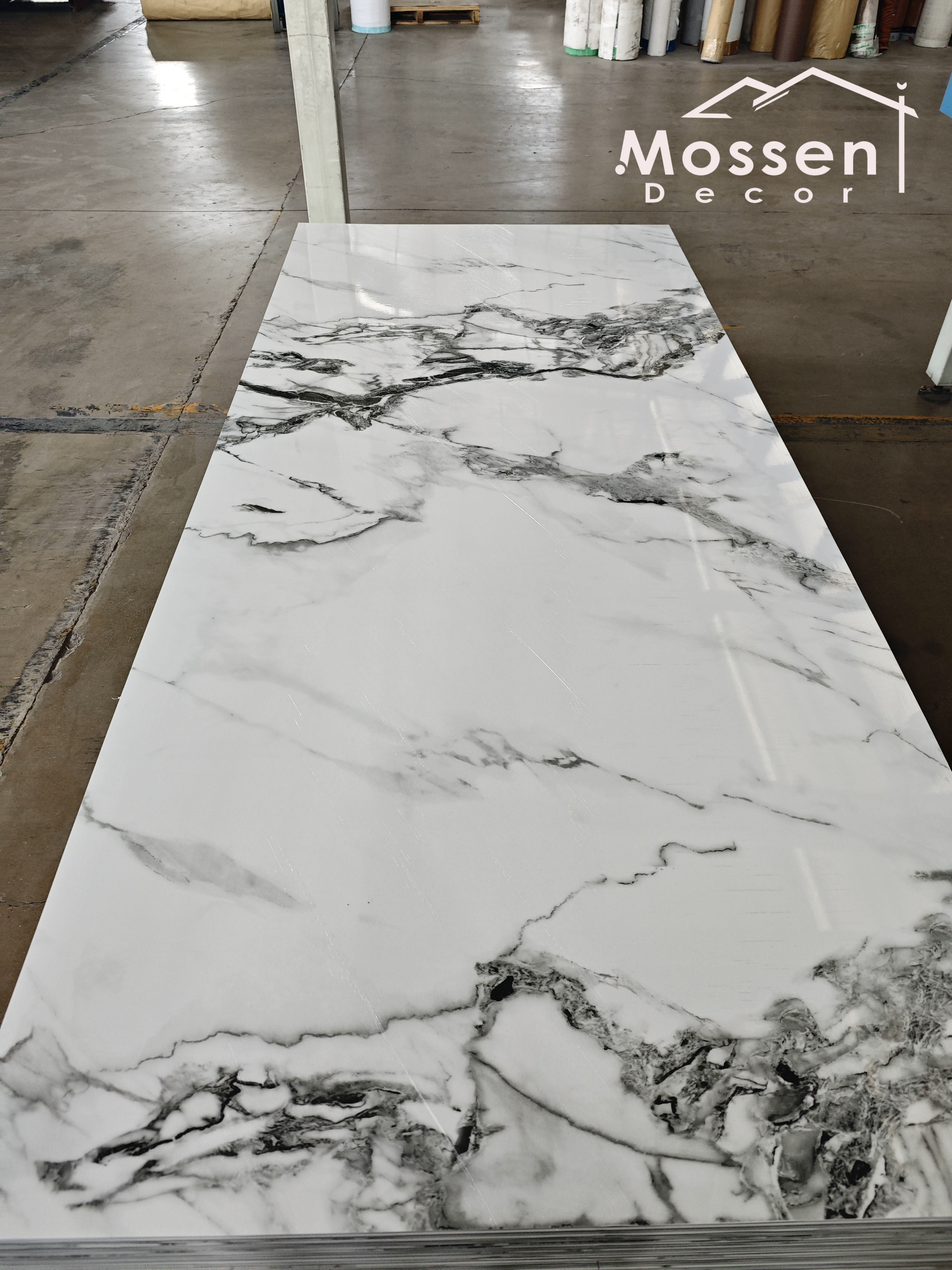1220X2600MM Bamboo Charcoal Board - High Gloss PET Marble Design