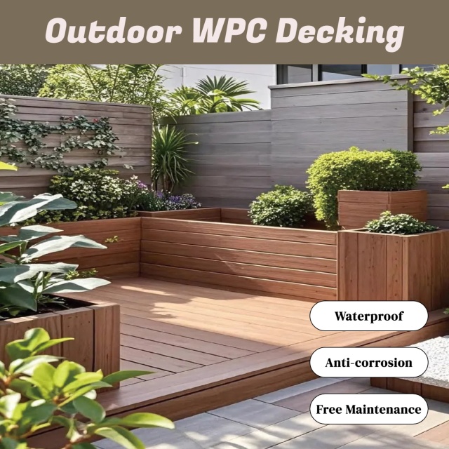 Strip Style Deep Wide Groove Round Hole Outdoor WPC Decking