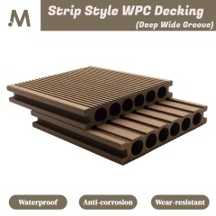 Strip Style Deep Wide Groove Round Hole Outdoor WPC Decking