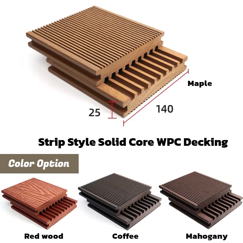 Strip Style Solid Core Round Hole Outdoor WPC Decking