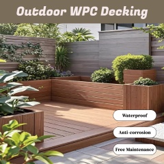 3D Wood Grain Wide Groove Round Hole Outdoor WPC Decking