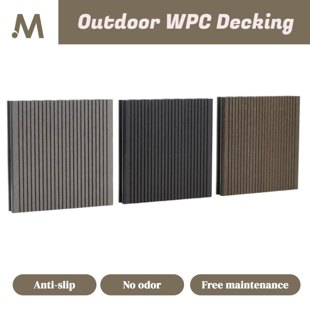 Strip Style Solid Core Round Hole Outdoor WPC Decking