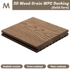 3D Wood Grain Solid Core Groove Round Hole Outdoor WPC Decking
