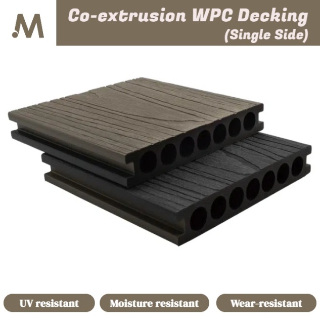 Co-extrusion Single Side Round Hole Outdoor WPC Decking