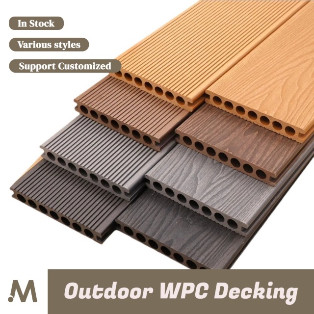 Strip Style Deep Wide Groove Round Hole Outdoor WPC Decking
