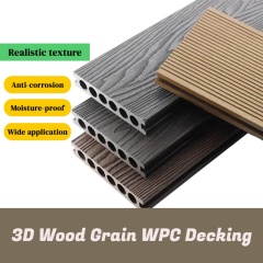 3D Wood Grain Wide Groove Round Hole Outdoor WPC Decking