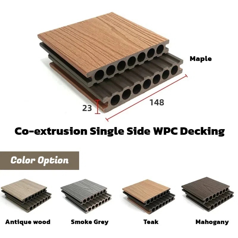 Co-extrusion Single Side Round Hole Outdoor WPC Decking