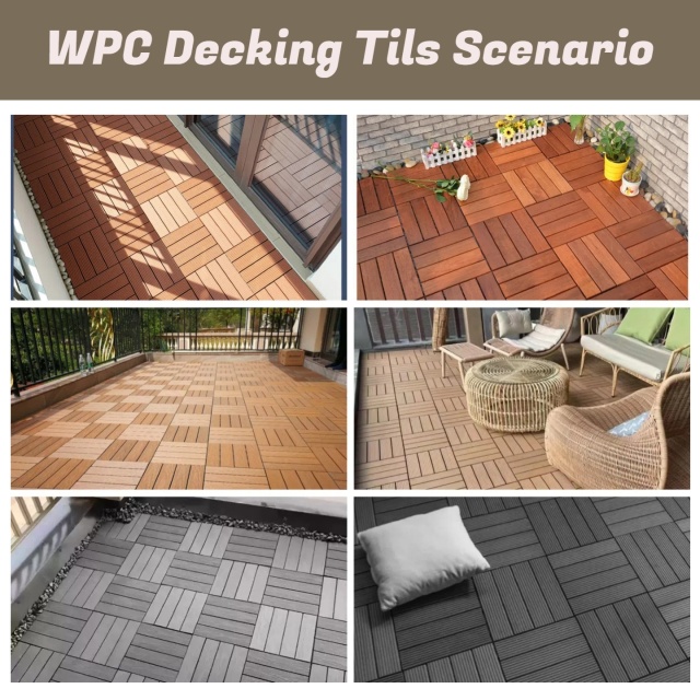 1st-Gen 30X30CM WPC Deck Tiles - 3D Embossed Coffee Color