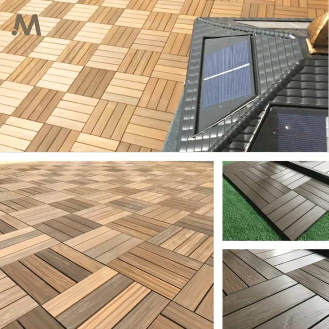 1st-Gen 30X30CM WPC Deck Tiles - 3D Embossed Coffee Color