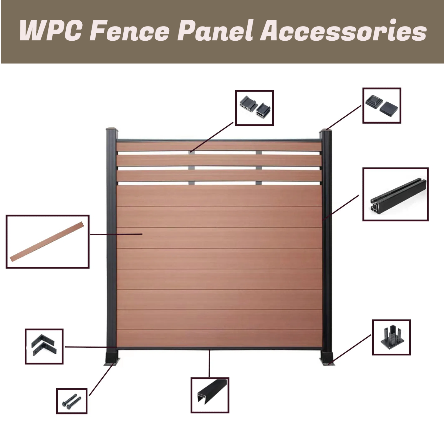 Co-extrusion Outdoor WPC Fence Panel - Smoky Grey Color