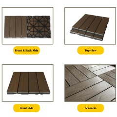 1st-Gen 30X30CM WPC Deck Tiles - 3D Embossed Coffee Color