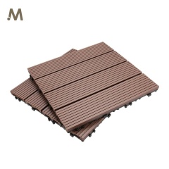 30X30CM Interlocking WPC Deck Tiles - Strip Texture Redwood Color