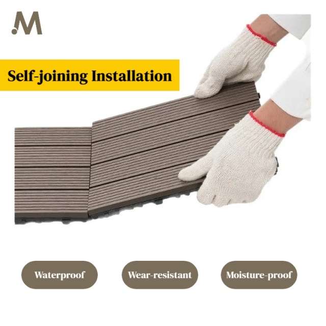 1st-Gen 30X30CM WPC Deck Tiles - 3D Embossed Coffee Color