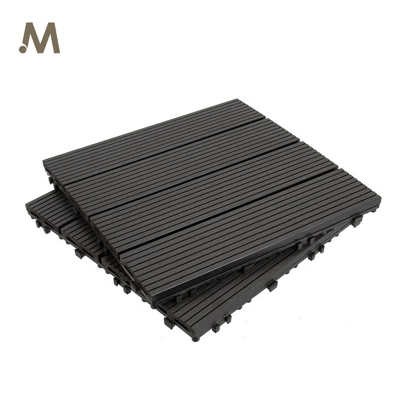 30X30CM Snap WPC Deck Tiles - Strip Texture Grey Color