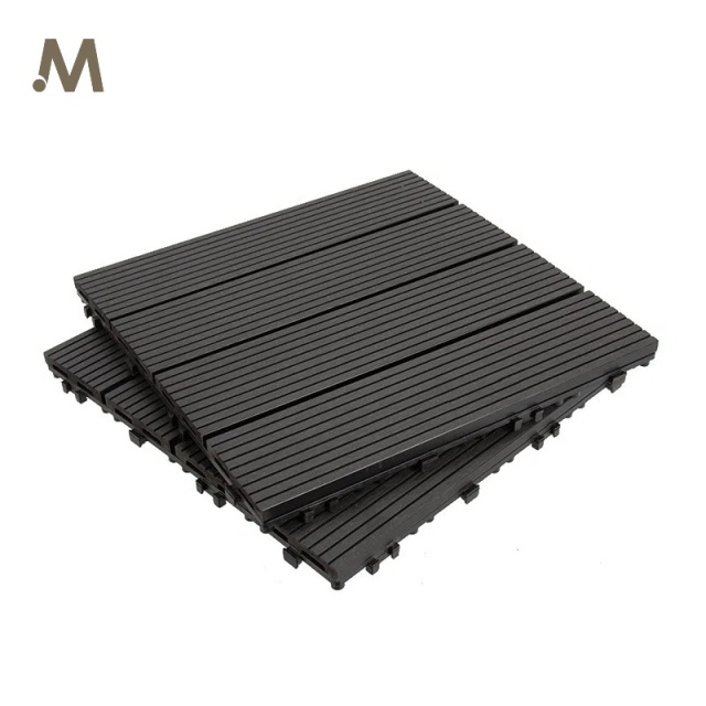 30X30CM Snap WPC Deck Tiles - Strip Texture Grey Color