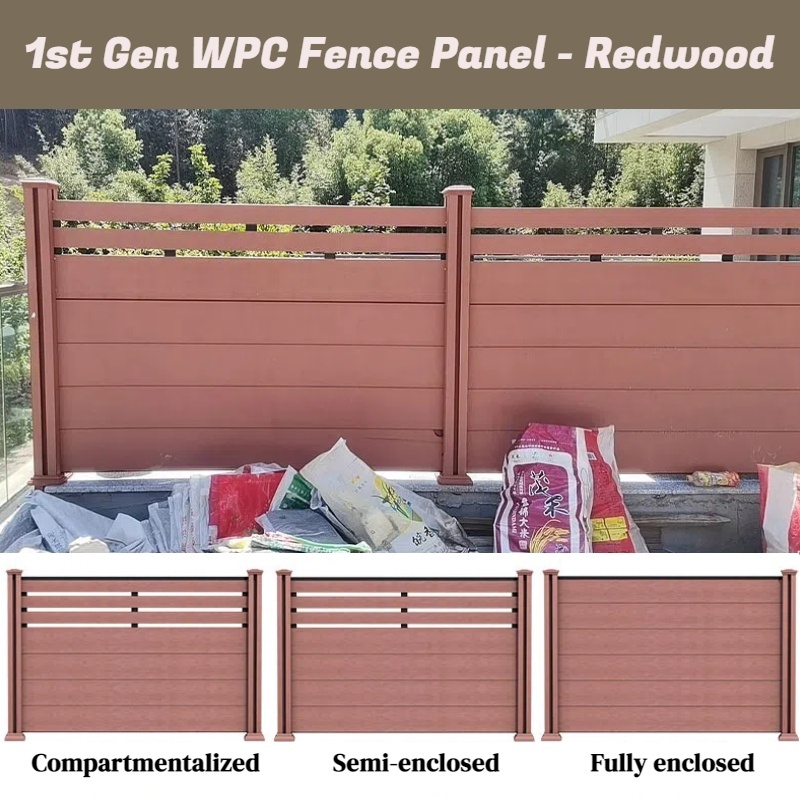 1ST Gen Outdoor WPC Fence Panel - Redwood Color