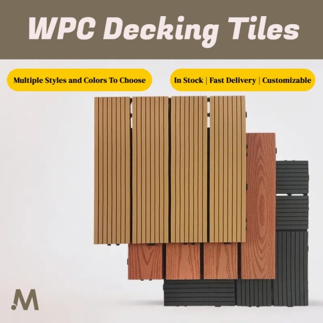 1st-Gen 30X30CM WPC Deck Tiles - 3D Embossed Coffee Color