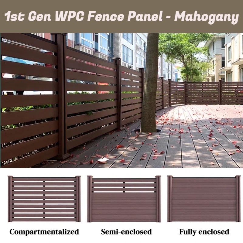 1ST Gen Outdoor WPC Fence Panel - Mohogany Color