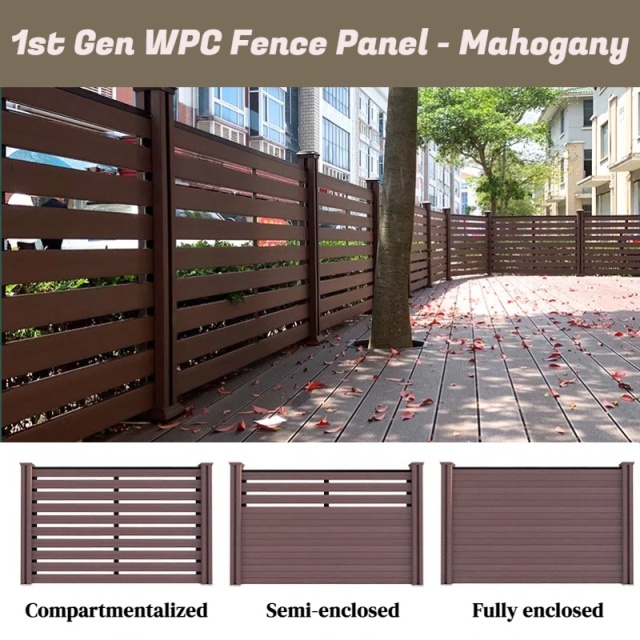 1ST Gen Outdoor WPC Fence Panel - Mohogany Color