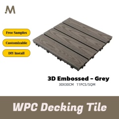 Removable Balcony Decking Tiles - 3D Embossed Grey Color