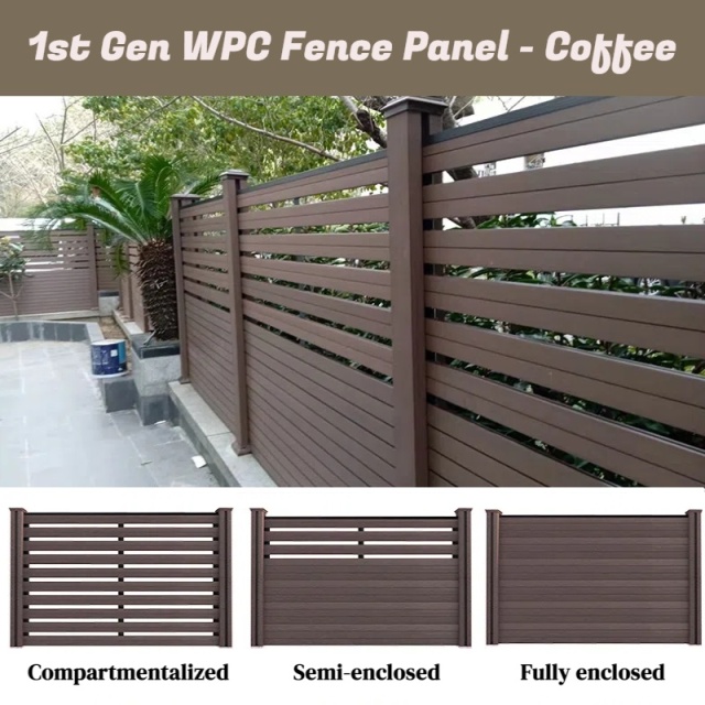 1ST Gen Outdoor WPC Fence Panel - Coffee Color