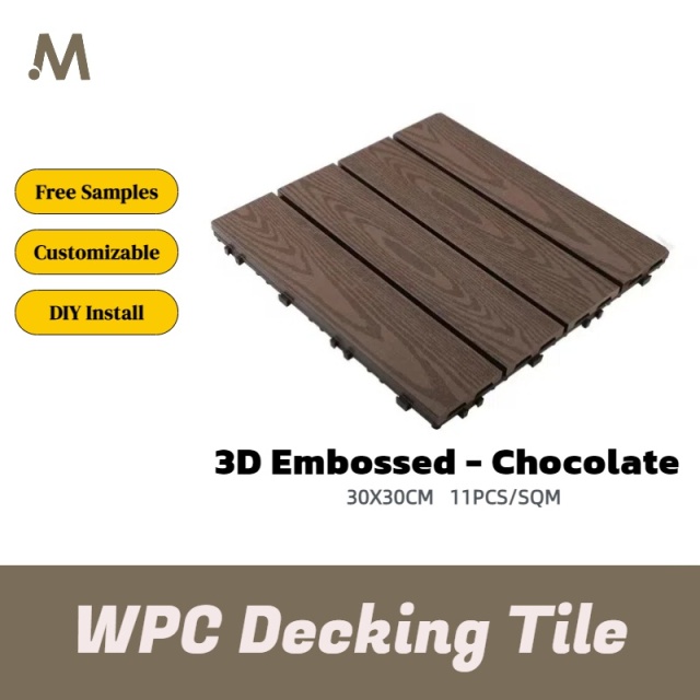 Snap-Lock WPC Deck Tiles - 3D Embossed Chocolate Color