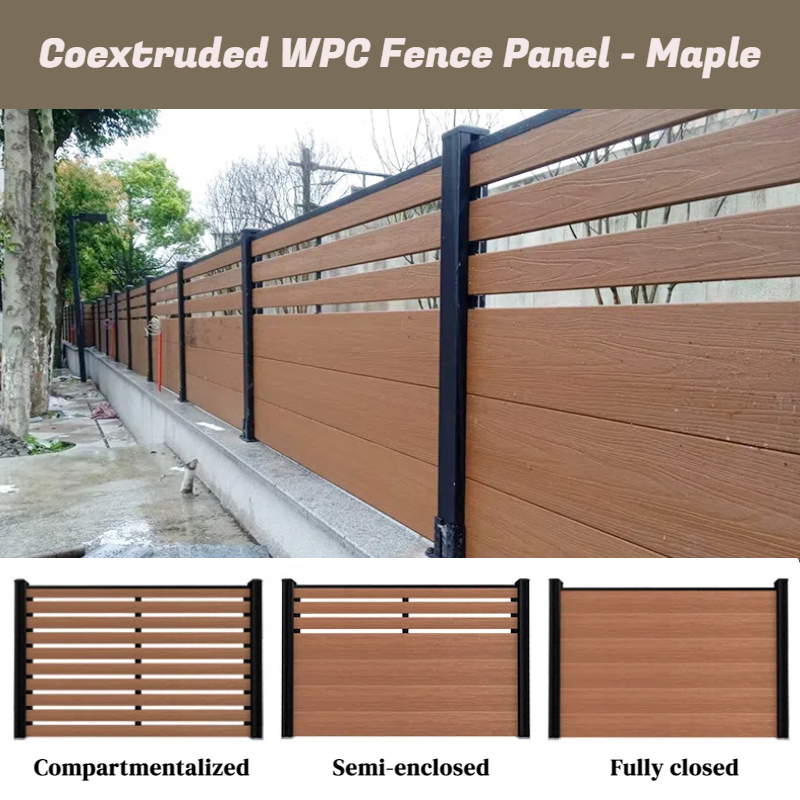Co-extrusion Outdoor WPC Fence Panel - Maple Color