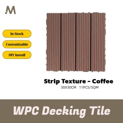 30X30CM Snap WPC Deck Tiles - Strip Texture Coffee Color
