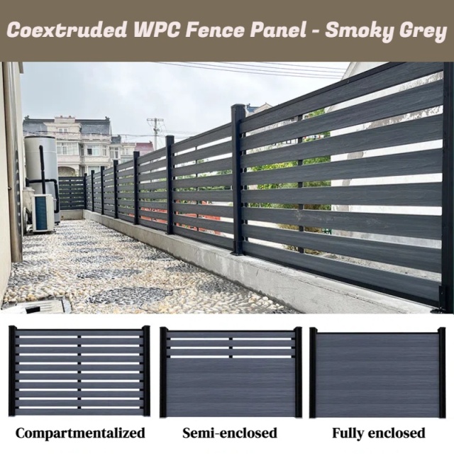 Co-extrusion Outdoor WPC Fence Panel - Smoky Grey Color