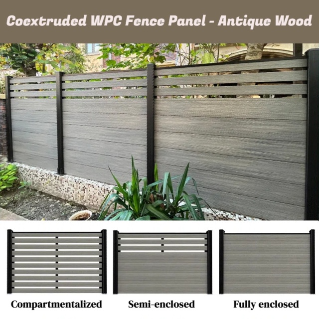 Co-extrusion Outdoor WPC Fence Panel - Antique wood Color