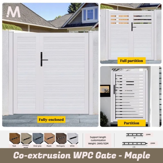 Customized Outdoor Co-extrusion WPC Fence Gate - White