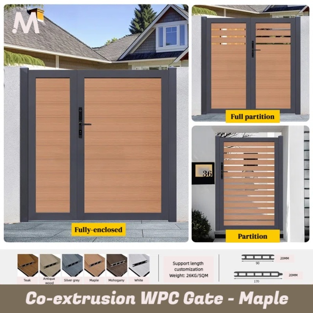 Customized Outdoor Co-extrusion WPC Fence Gate - Maple