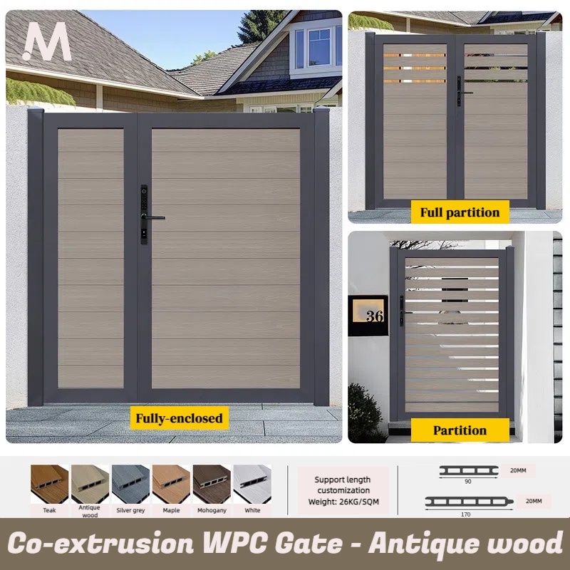 Customized Outdoor Co-extrusion WPC Fence Gate - Antique wood