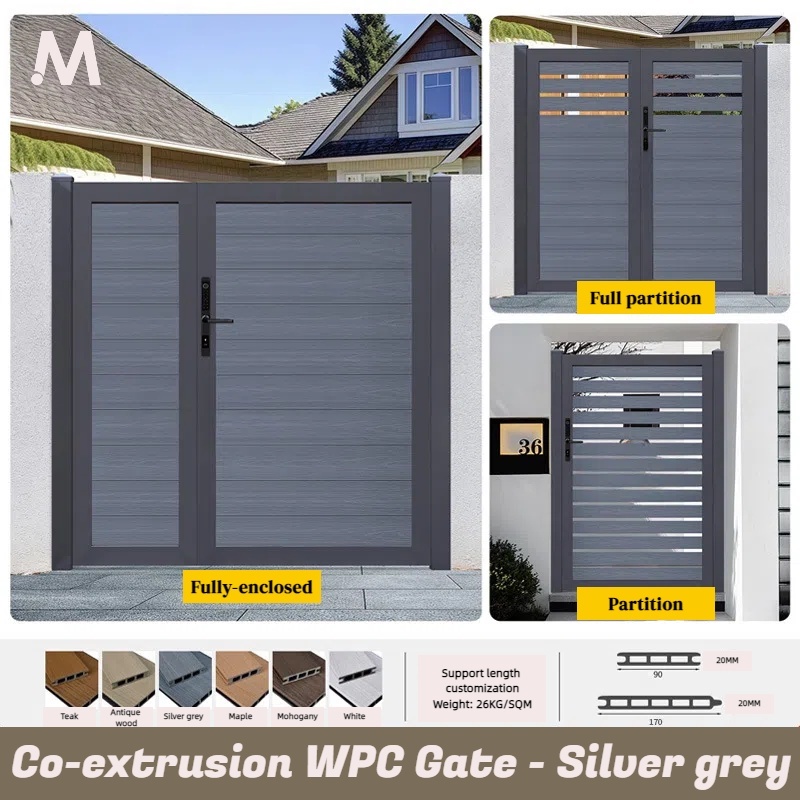 Customized Outdoor Co-extrusion WPC Fence Gate - Silver grey
