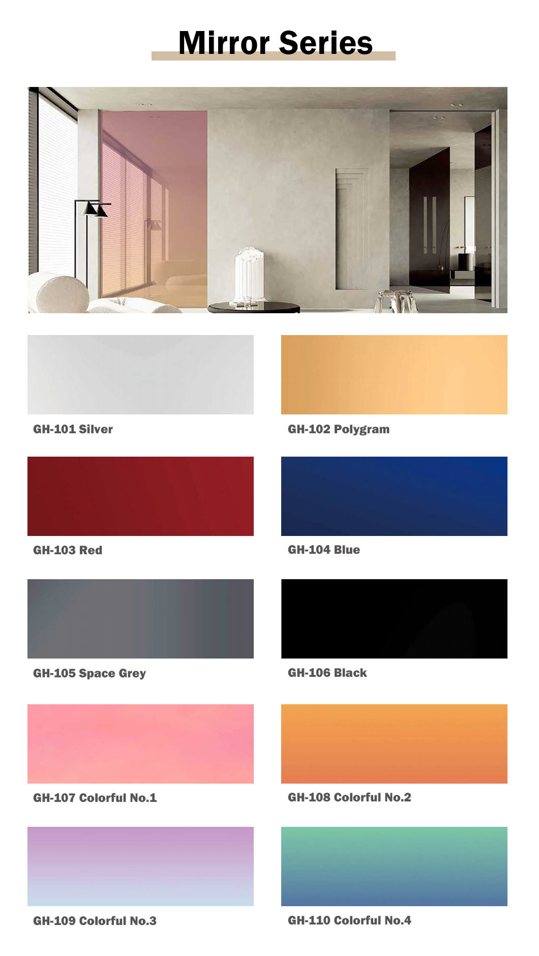 1220X2800MM Bamboo Charcoal Board - PET Mirror Design