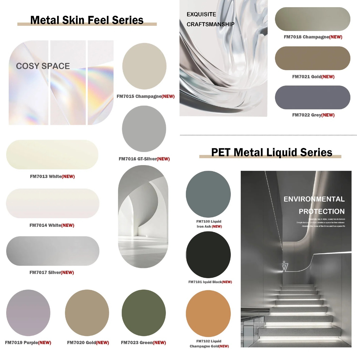 1220X2400MM Bamboo Charcoal Board - PET Metal Design