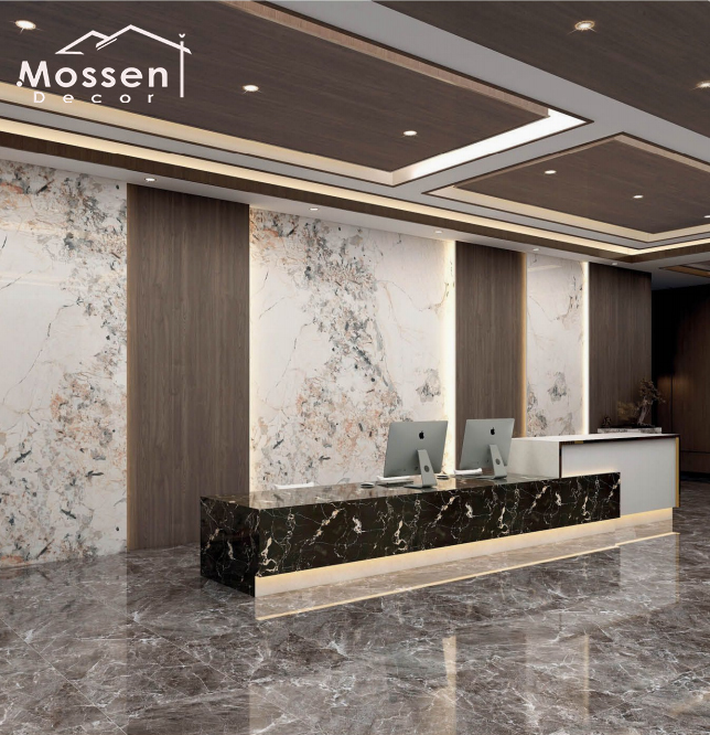 1220X2600MM Bamboo Charcoal Board - High Gloss PET Marble Design