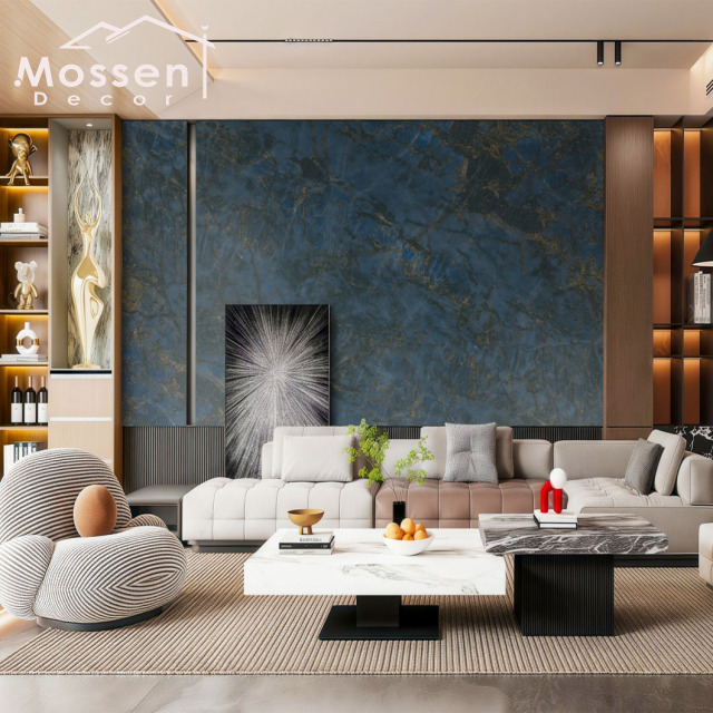 1220X2800MM Bamboo Charcoal Board - High Gloss PET Marble Design